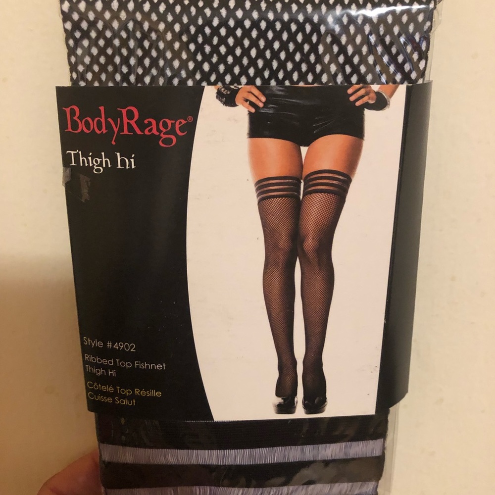 Ribbed top fishnet thigh hi - Picture 1 of 1
